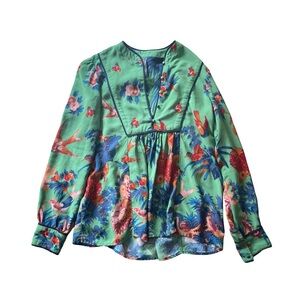 Anthropologie Lively Floral Bird Blouse